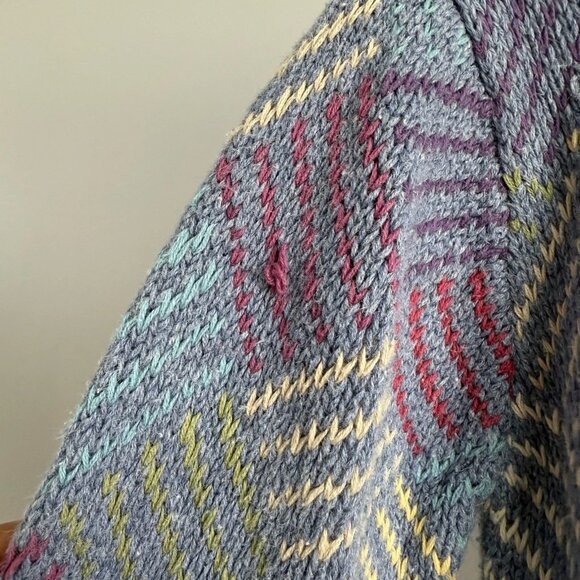 VTG Talbots Petite Hand Knit Cardigan Sweater Colorful Preppy Grannycore sz S - Picture 4 of 6